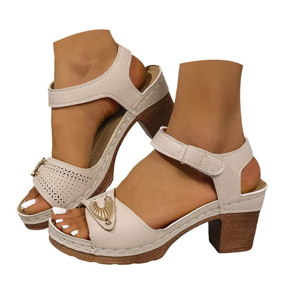 Mostsola Heels for Women Casual Open Toe Slingback Sandals Adjustable Summer Dress Shoes Pumps