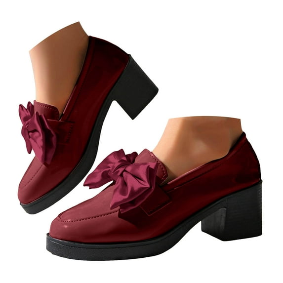 Mostsola Heels for Women Dressy Bowknot Platform Loafers Slip on Business Casual Shoes