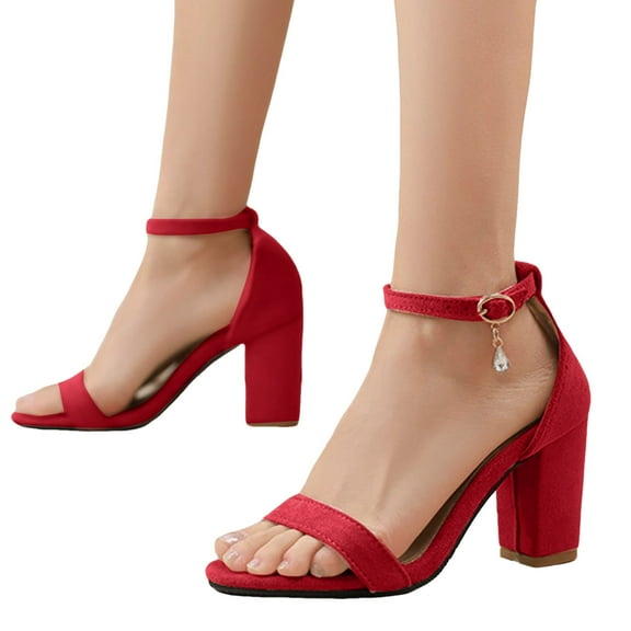 Mostsola Heels for Women Open Toe Ankle Strap Dress Shoes Block Heel Sandals Casual Suede Pumps