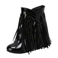 thumbnail image 1 of Mostsola Hidden Wedge Boots for Women Patent Leather Fashion Fringe Cowboy Boots Booties, 1 of 6