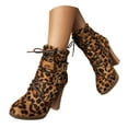 thumbnail image 1 of Mostsola High Heel Ankle Boots for Women Sexy Suede Leopard Round Toe Platform Mid Calf Booties, 1 of 9