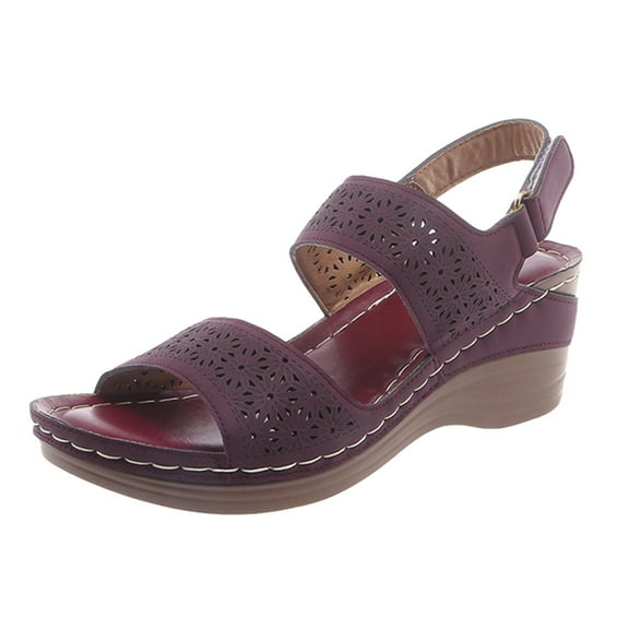 Mostsola Hollow out Wedge Sandals for Women Open Toe Wedge Hook and Loop Slingback Platform Sandals