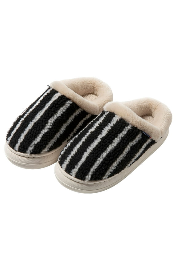 House Slippers for Women Men Anti-Slip Platform Slip on Shoes Plush Indoor Bedroom Slippers