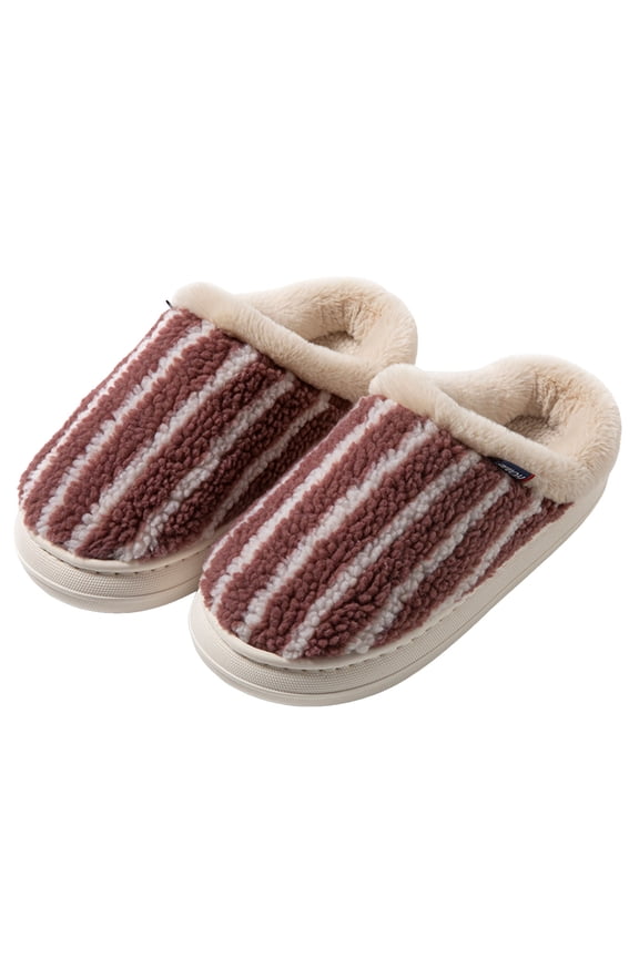 House Slippers for Women Men Anti-Slip Platform Slip on Shoes Plush Indoor Bedroom Slippers
