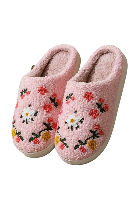 House Slippers for Women Men Cute Print Winter Warm Indoor Slip on Shoes Memory Foam Slides