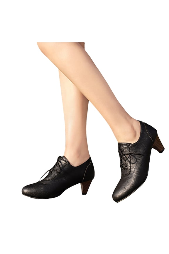 Kitten Heels for Women Retro Lace up Oxford Shoes Casual Business Work Dress Shoes