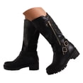 thumbnail image 1 of Mostsola Knee High Boots Women Low Heel Motorcycle Boots Lug Sole Platform Combat Boots, 1 of 9
