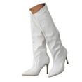 thumbnail image 1 of Mostsola Knee High Boots Women Slouchy Trendy Stiletto Wide Calf Patent Leather Dressy Pumps, 1 of 9