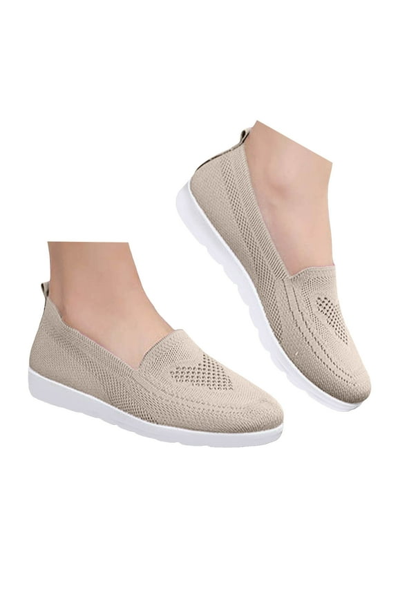 Knit Mesh Flats for Women Breathable Slip on Loafers Casual Comfortable Walking Shoes
