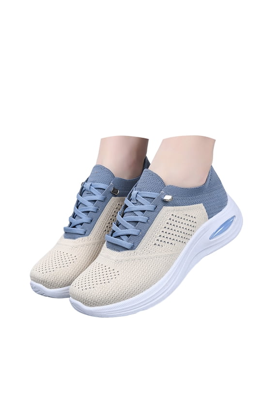 Knitted Sneakers for Women Lace up Platform Running Shoes Comfortable Casual Flats