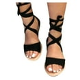 thumbnail image 1 of Mostsola Lace up Gladiator Sandals for Women Strappy Flats Fashion Tie up Open Toe Slide Sandals, 1 of 5