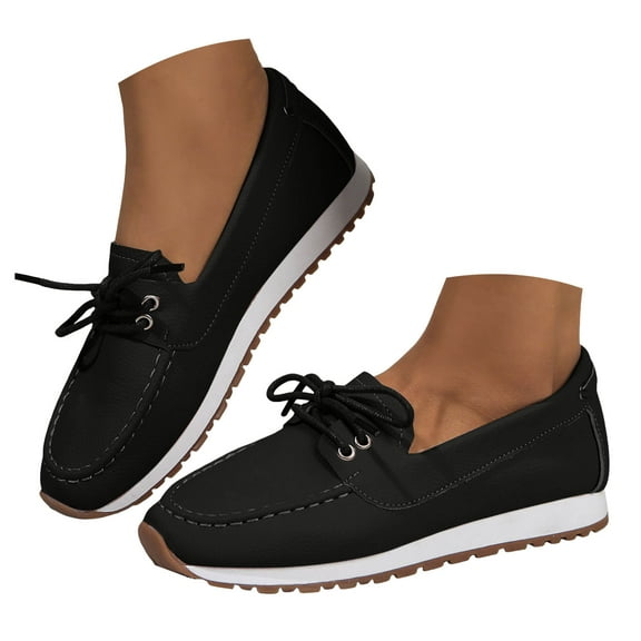 Mostsola Lace up Loafers for Women Casual Non-Slip Lightweight Walking Shoes Slip on Flat Shoes
