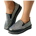 thumbnail image 1 of Mostsola Loafers for Women Glitter Rhinestone Slip on Shoes Casual Platform Walking Shoes, 1 of 7