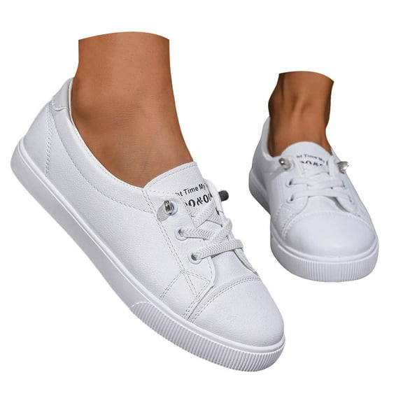 Mostsola Loafers for Women Lace up White Sneakers Casual Lightweight Soft Slip on Flats Shoes