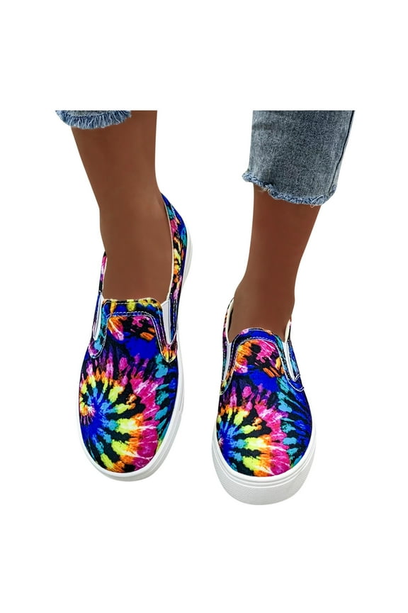 Loafers for Women Print Canvas Shoes Slip on Platform Sneakers Casual Walking Shoes