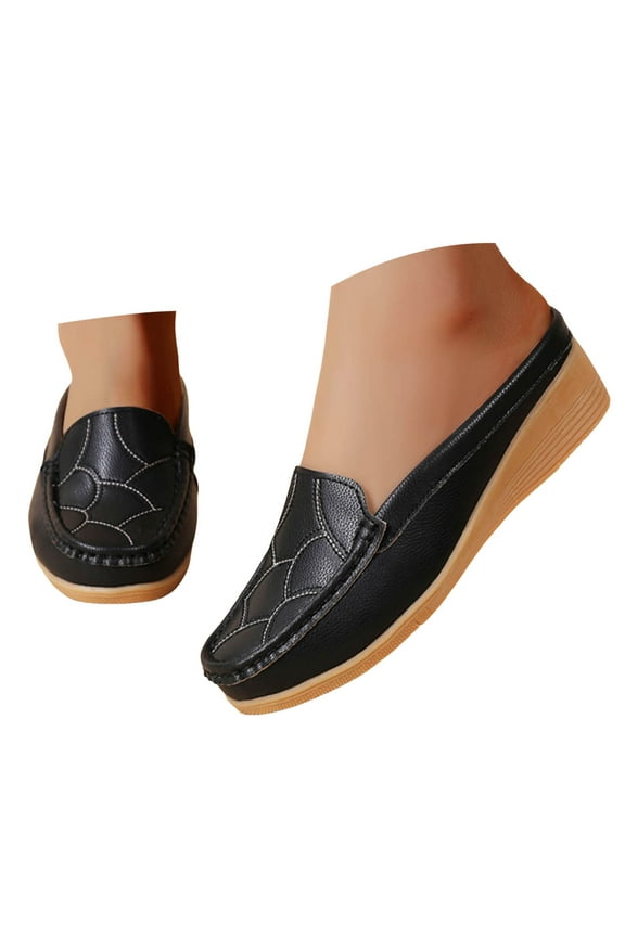 Loafers for Women Slip on Slides Mules Shoes Casual Platform Penny Loafers Wedges