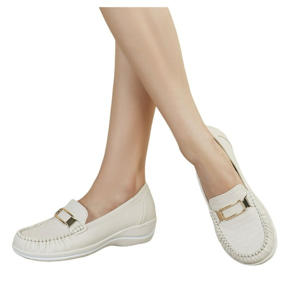 Mostsola Loafers for Women Trendy Chain Slip on Penny Loafers Comfortable Dressy Walking Shoes