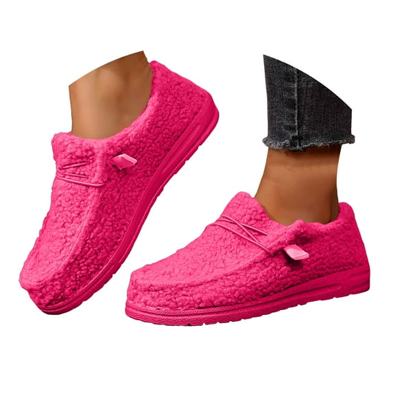 Mostsola Loafers for Women Winter Warm Plush Slip on House Slippers Casual Flats Snow Booties