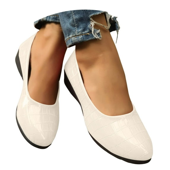 Mostsola Low Wedges for Women Vintage Pattern Slip on Dressy Shoes Closed Toe Casual Heels