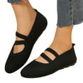 thumbnail image 1 of Mostsola Mary Jane Shoes Women Knit Round Toe Slip on Double Strap Non-Slip Ballet Flats Shoes, 1 of 9
