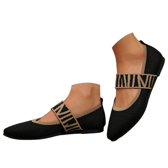 Mostsola Mary Jane Shoes Women Knitted Mesh Ballet Flats Comfort Walking Shoes Dressy Shoes