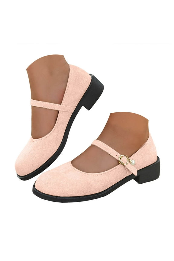 Mary Jane Shoes Women Suede Dressy Comfortable Round Toe Slip on Ballet Flats Shoes