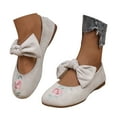 thumbnail image 1 of Mostsola Mary Jane Shoes Women Suede Embroidery Floral Dressy Bowknot Slip on Ballet Flats Shoes, 1 of 9
