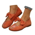 thumbnail image 1 of Mostsola Mary Jane Shoes Women Suede Embroidery Floral Dressy Bowknot Slip on Ballet Flats Shoes, 1 of 8