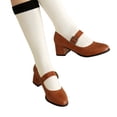 thumbnail image 1 of Mostsola Mary Jane Shoes Women Vintage Print Dress Shoes Closed Toe Block Heel Pumps Shoes, 1 of 5