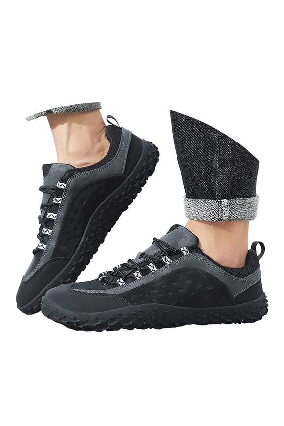 Mens Sneakers Fashion Anti-Slip Lace up Barefoot Walking Shoes Comfort Low Top Flats Shoes