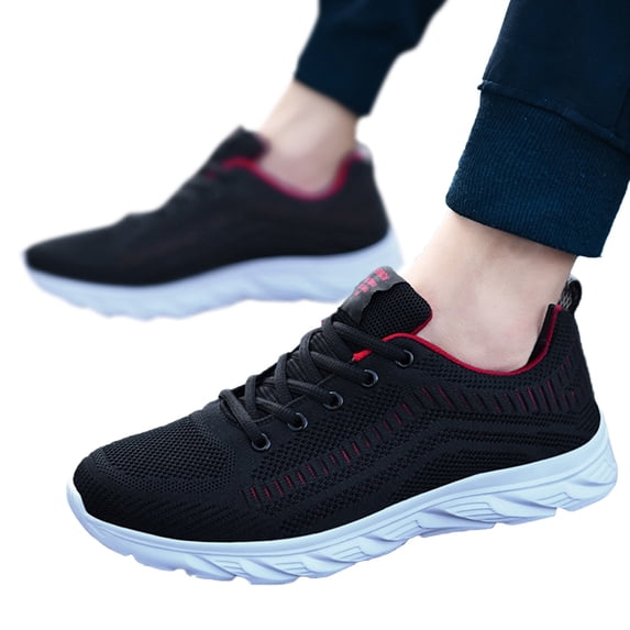 Mostsola Mens Sneakers Lightweight Soft Sole Running Shoes Casual Knit Lace up Walking Shoes