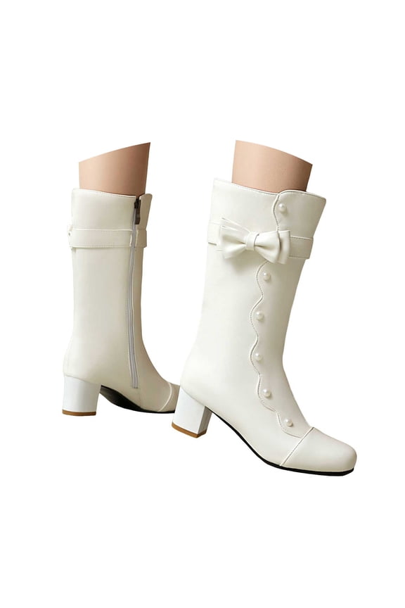 Mid Calf Boots for Women Elegant Leather Black Boots Heel Fall Boots for Women 2025