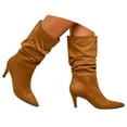 thumbnail image 1 of Mostsola Mid Calf Boots for Women Slouchy Pull on Kitten Heel Pointed Toe Suede Long Boots, 1 of 9