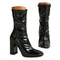 thumbnail image 1 of Mostsola Mid Calf Boots for Women Square Toe Faux Patent Leather Block Heel GoGo Boots with Zipper, 1 of 9
