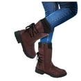 thumbnail image 1 of Mostsola Mid Calf Snow Boots for Women Suede Vintage Lace up Tall Boots Winter Warm Zipper Booties, 1 of 4