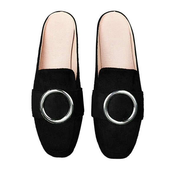 Mostsola Mules for Women Slip on Suede Penny Loafers Closed Toe Slides Shoes Backless Flats