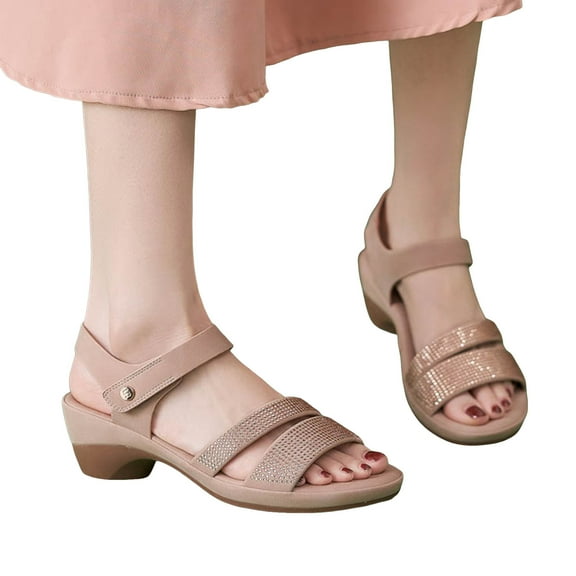 Mostsola Open Toe Sandals for Women Anti-Slip Low Heel Slingback Beach Shoes Breathable Dress Shoes