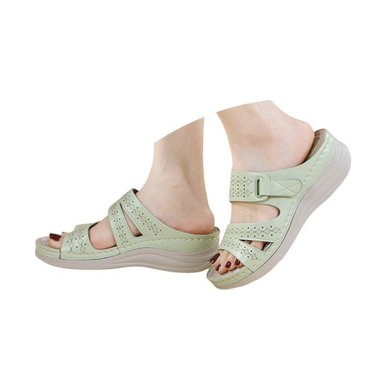Mostsola Orthopedic Sandals for Women Adjustable Wedges Heels Casual Arch Support Slip on Shoes