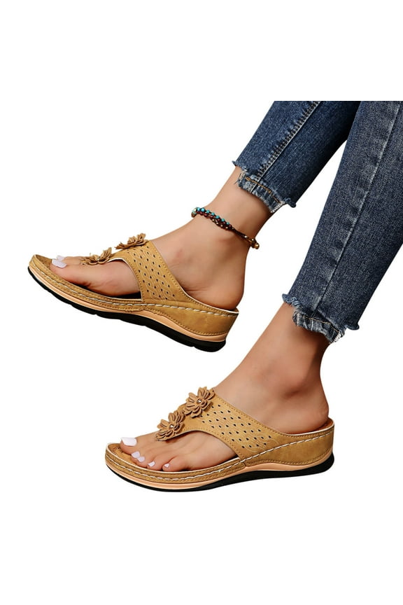 Orthopedic Sandals for Women Comfortable Wedge Flip Flops Bohemian Summer Slides Shoes
