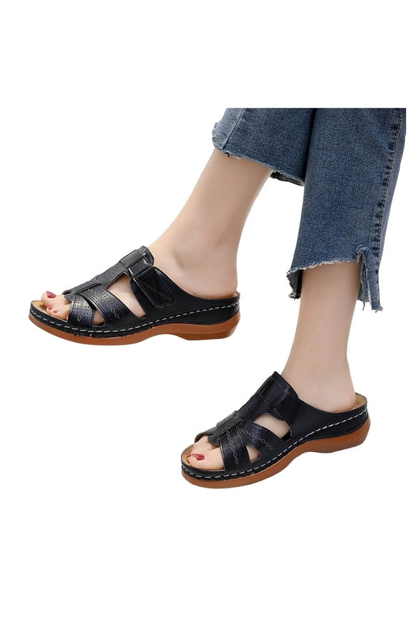 Orthopedic Wedge Sandals for Women Retro Strappy Adjustable Comfortable Walking Shoes