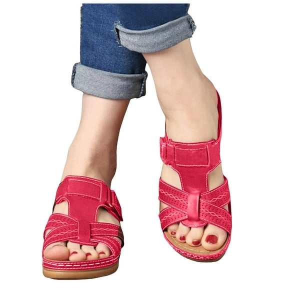 Mostsola Orthopedic Wedge Sandals for Women Retro Strappy Adjustable Comfortable Walking Shoes