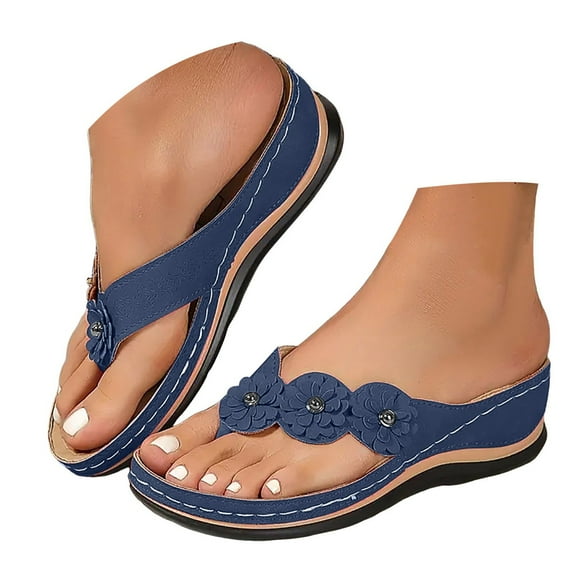 Mostsola Orthopedic Wedge Sandals for Women Slip on Flip Flops Comfortable Bohemia Summer Slides