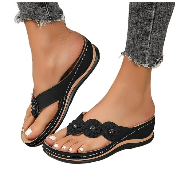Mostsola Orthopedic Wedge Sandals for Women Slip on Flip Flops Comfortable Bohemia Summer Slides