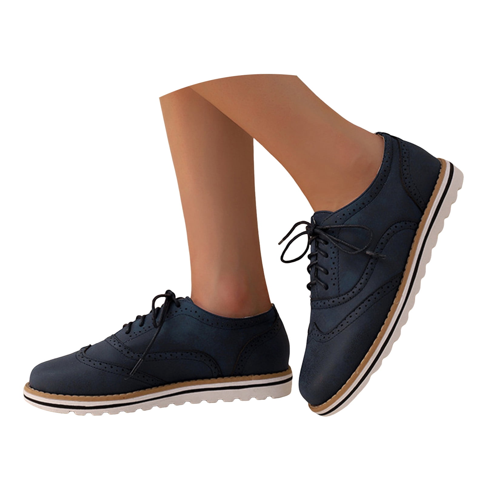 Mostsola Oxford Shoes for Women Lace up Wingtip Business Casual Shoes ...