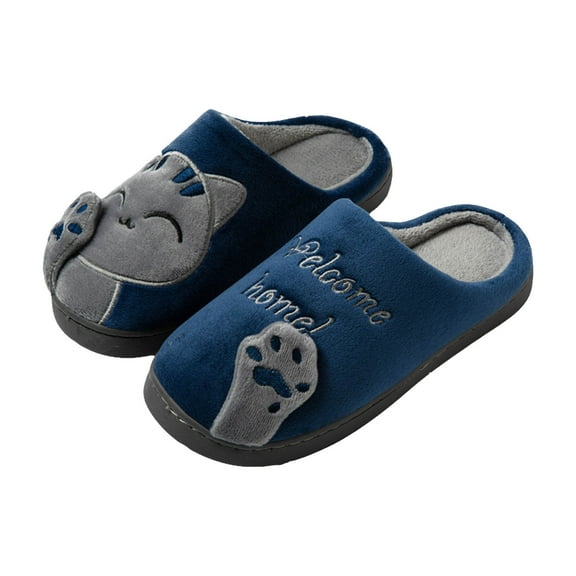 Mostsola Pairable Slipper for Women Men Cute Cat Embroidery Bedroom House Slippers Slip on Shoes
