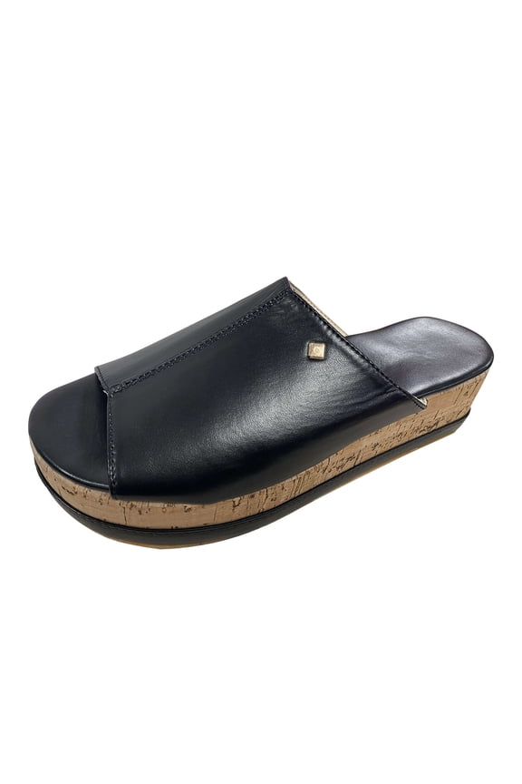 Peep Toe Slide Sandal for Women Wedge High Heels Summer Beach Cork Platform Slipper Heels