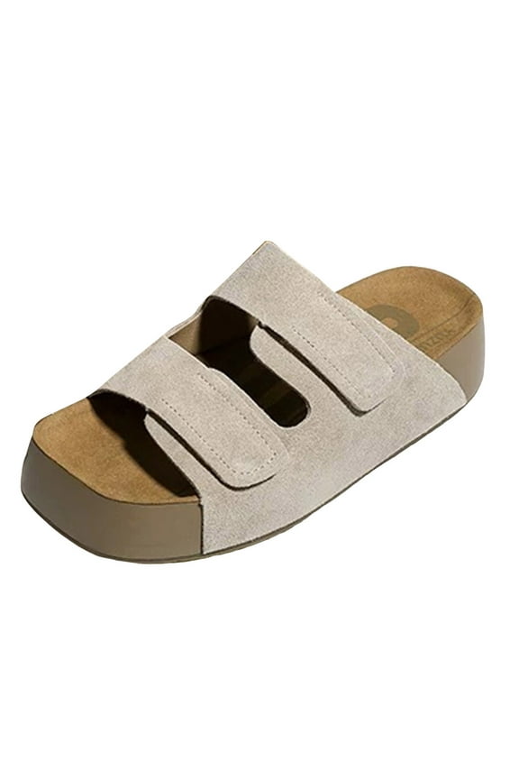 Platform Clogs for Women Cork Footbed Slip on Shoes Open Toe Mules Slides Sandals