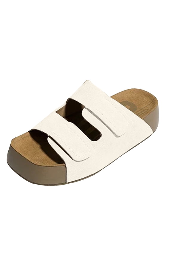 Platform Clogs for Women Cork Footbed Slip on Shoes Open Toe Mules Slides Sandals