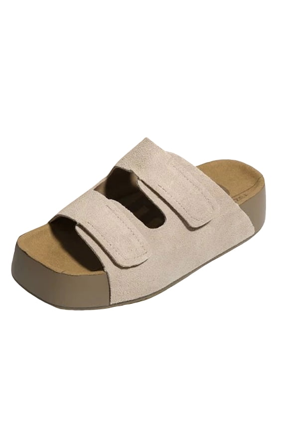 Platform Clogs for Women Cork Footbed Slip on Shoes Open Toe Mules Slides Sandals