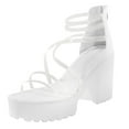 thumbnail image 1 of Mostsola Platform Heels for Women High Strappy Block Heels Open Toe Sexy Wedding Dress Shoes, 1 of 8